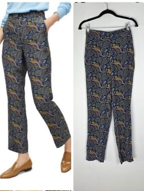 J. Crew 100% Silk Easy Pant in Botanical Cheetah Print Size 00